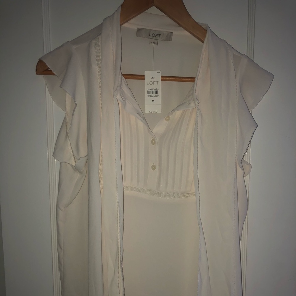 Loft Tie Neck Sleeveless Blouse